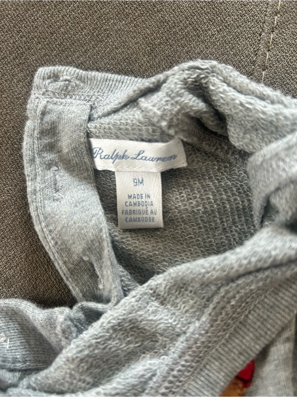 Ralph Lauren Grey Polo Bear Knit Dress & Bloomers Size 9 months